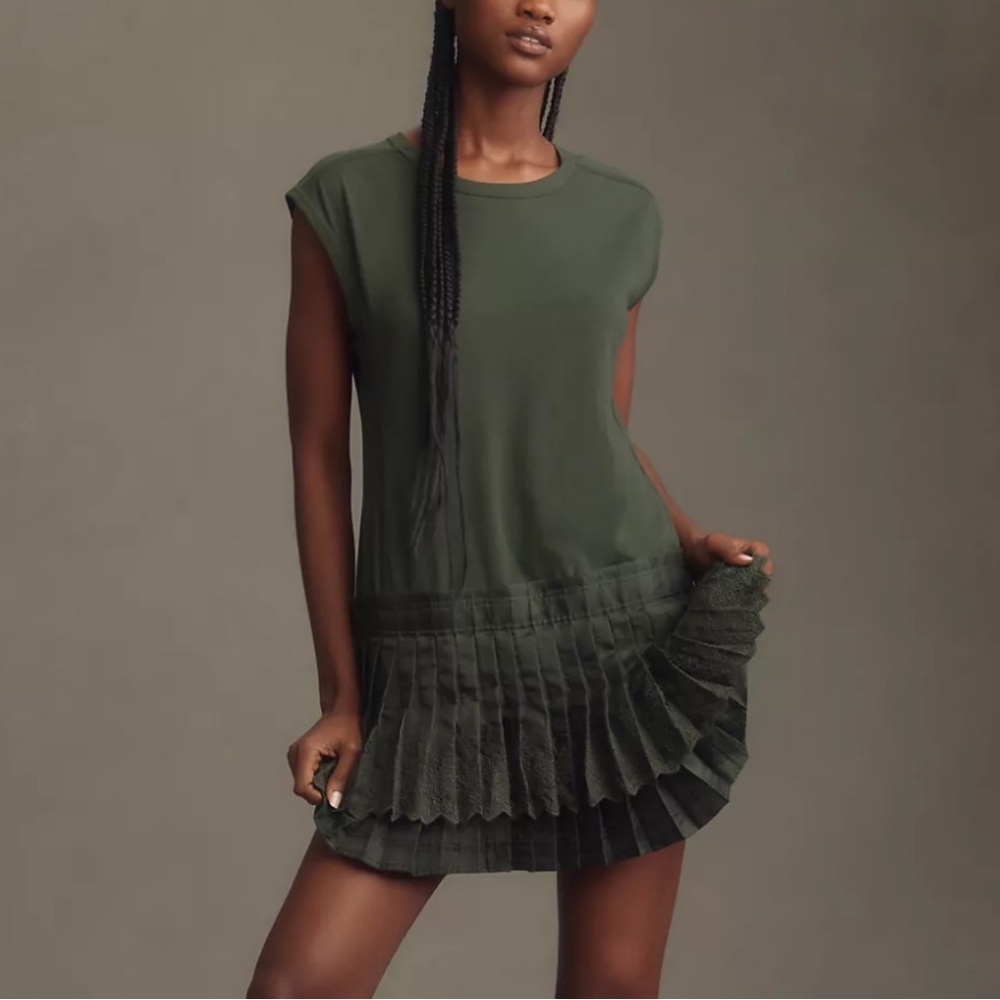 Anthropologie Daily Practice Green Solid Mini Dress Small